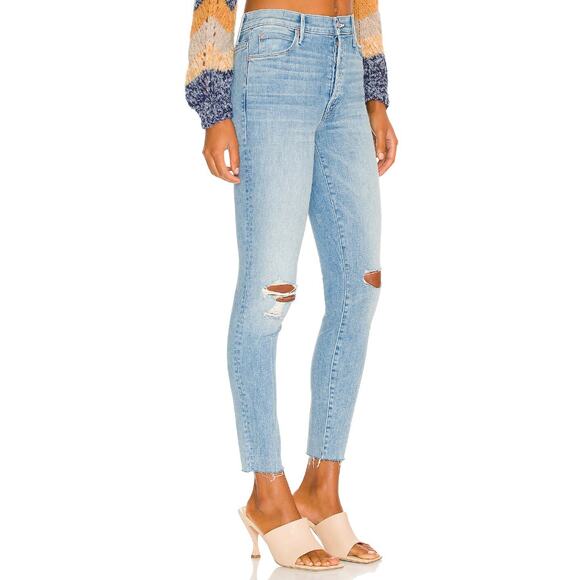 Mother Women's size 27 The Stunner Ankle Fray in Dreamer Distressed Button Fly